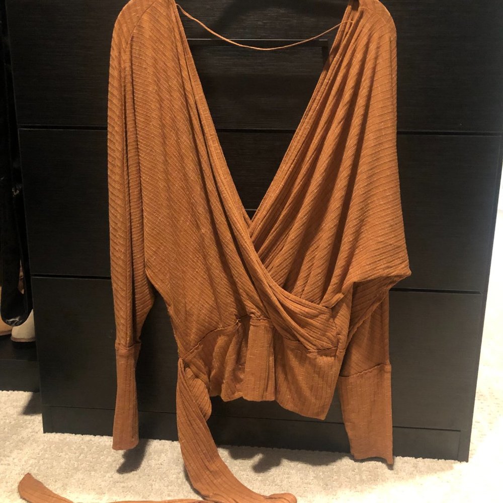 Free People Moroccan Spice Draped Dolman Sleeve Wrap Top